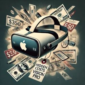 DALLE 2025-01-26 054210 - An eye-catching illustration for an article titled Hidden Costs of Apple Vision Pro_ A Warning to Consumers Wallets The image depicts a sleek Appl - innovaTopia
