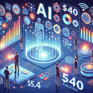 DALLE 2025-01-27 134846 - An illustration for the title AI活用でマーケティング効率化Gradialが540万ドル調達 The image showcases a vibrant scene of a marketing team using AI tools to analyze da - innovaTopia