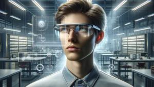 DALLE 2024-04-23 151039 - A wide digital illustration for a technology article thumbnail adapted to look more like ordinary glasses The scene depicts a person wearing stylish - innovaTopia