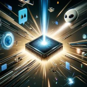 DALLE 2024-05-02 174203 - An illustration representing the breakthrough in AI chip technology by Groq that significantly speeds up chatbot responses opening new possibilities - innovaTopia
