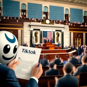 DALLE 2024-06-10 123628 - The US House of Representatives passing a bill regarding TikTok symbolizing increasing tensions between the US and China - innovaTopia