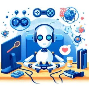 DALLE 2024-06-10 123645 - Google DeepMinds AI SIMA playing video games like a human with gaming and AI technology elements - innovaTopia