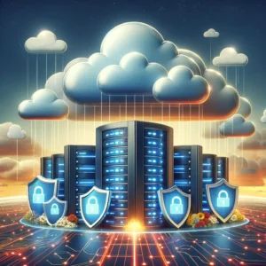 DALLE 2024-06-11 110901 - An illustration of data protection in the cloud era Depict servers in the sky with security shields representing new DLP strategies leaving behind - innovaTopia
