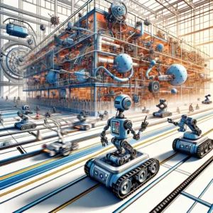 DALLE 2024-06-11 110913 - An illustration of MIT research teams new technology for robot collision avoidance Show robots navigating through a complex environment avoiding ob - innovaTopia