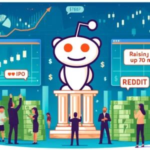 DALLE 2024-06-11 110917 - An illustration of Reddit aiming for an IPO and raising up to 8 million Show the Reddit logo with financial elements like stock charts money and - innovaTopia