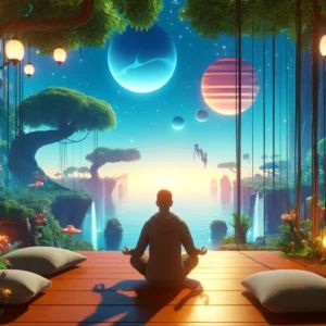 DALLE 2024-06-12 162414 - A relaxing scene showing the Headspace meditation app providing an immersive experience on Meta Quest with users meditating in a tranquil virtual env - innovaTopia