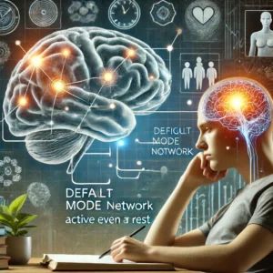 DALLE 2024-06-13 133055 - A digital illustration showing the brains default mode network active even during rest The scene includes a human brain with highlighted neural conn - innovaTopia