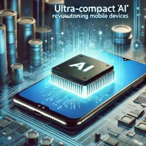 DALLE 2024-06-14 080154 - A scene showcasing the ultra-compact AI Danube revolutionizing mobile devices The background shows a sleek mobile device with a digital representat - innovaTopia