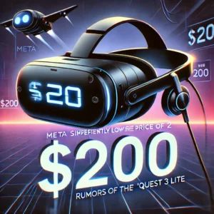 DALLE 2024-06-25 090903 - Illustration for article_ Meta significantly lowers the price of Quest 2 to 0 Rumors of the next-gen Quest 3 Lite emerge A futuristic VR head - innovaTopia
