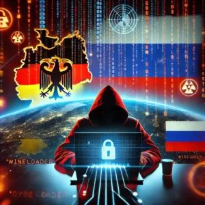 DALLE 2024-06-27 093442 - A dramatic and intense illustration of Russian hackers targeting a German political party with WINELOADER malware The scene features a digital repr - innovaTopia