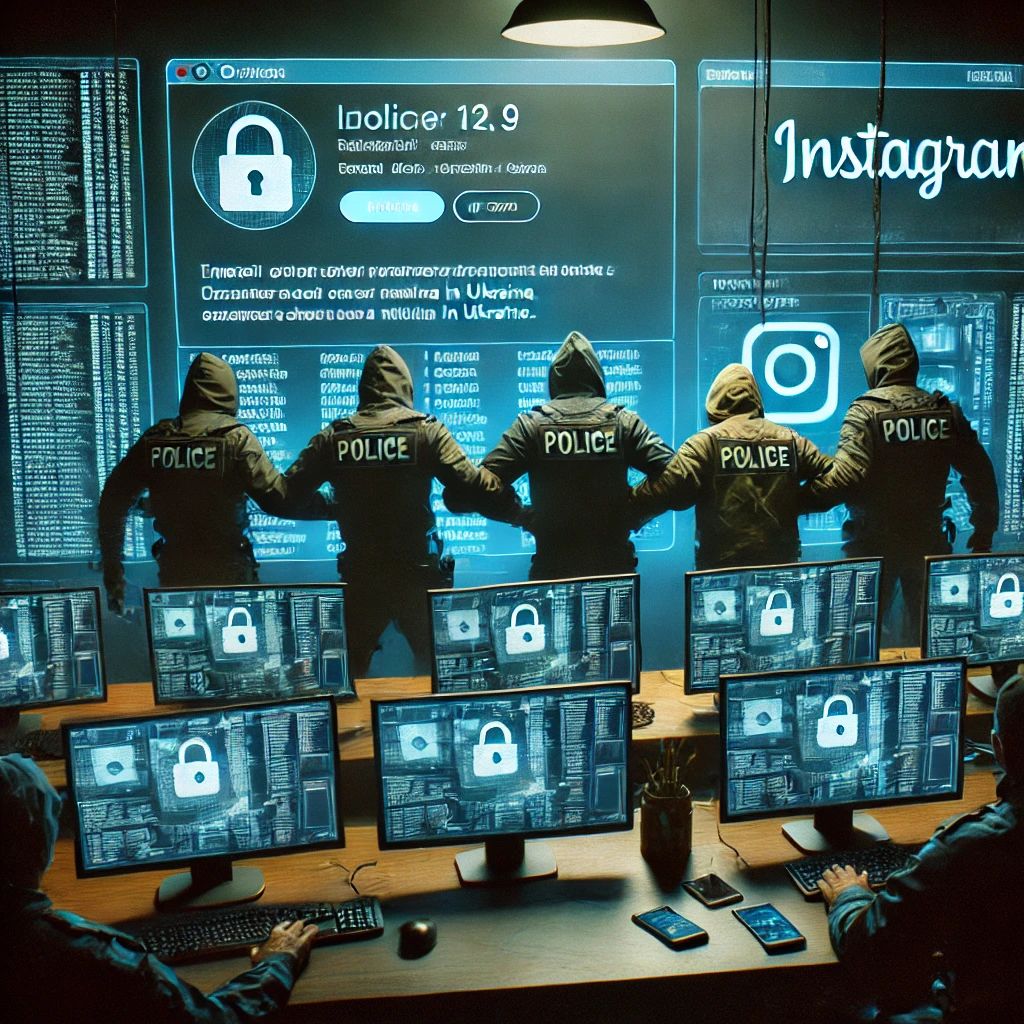DALLE 2024-06-30 043651 - A dramatic cybercrime scene showing a group of police officers arresting hackers in a dimly lit room filled with computers Screens display email and - innovaTopia
