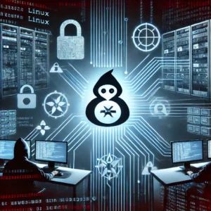 DALLE 2024-06-30 043655 - A sophisticated cyber attack scene showing digital representations of the Linux operating system being infiltrated In the foreground a Chinese-theme - innovaTopia