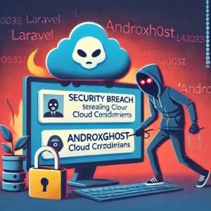 DALLE 2024-07-02 083111 - An illustration showing a security breach in a Laravel application with AndroxGh0st stealing cloud credentials symbolizing a cybersecurity warning - innovaTopia