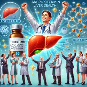 DALLE 2024-07-02 095756 - An illustration depicting Akero Therapeutics breakthrough in liver disease treatment Show efruxifermin improving liver health with medical imagery - innovaTopia