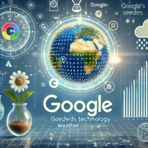 DALLE 2024-07-03 091724 - An illustration of Googles SEEDS technology with elements representing weather prediction The background features digital elements and futuristic gr - innovaTopia