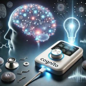 DALLE 2024-07-04 084837 - Cognitos device offers new hope for Alzheimers treatment through light and sound The image shows a medical device emitting light and sound a brain - innovaTopia