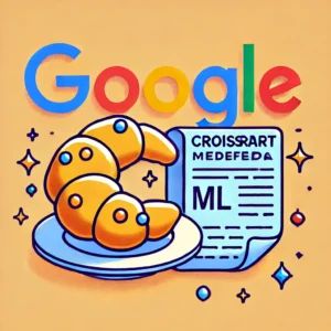 DALLE 2024-07-05 043124 - An illustration of Google logo with croissant and metadata symbols representing the announcement of the Croissant metadata format for ML datasets - innovaTopia