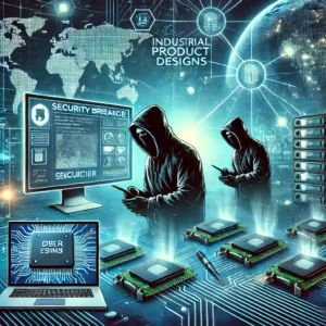 DALLE 2024-07-05 094823 - An illustration of a cyber espionage scene where hackers are stealing product designs from a semiconductor manufacturer The background includes a dig - innovaTopia