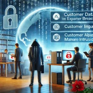 DALLE 2024-07-05 094839 - An illustration of a corporate environment where customer data has been exposed due to malware intrusion The scene includes professionals addressing - innovaTopia