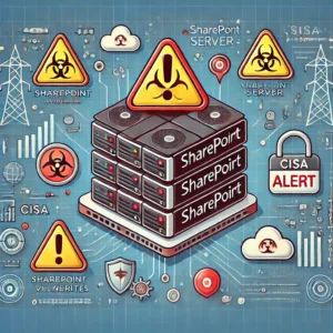 DALLE 2024-07-06 041853 - An illustration showing a SharePoint server with a warning symbol depicting the exploitation of its vulnerabilities with CISA alert symbols and digi - innovaTopia