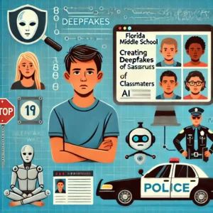DALLE 2024-07-10 084527 - Illustration showing a Florida middle school student arrested for creating deepfakes of classmates highlighting the misuse of AI Include elements su - innovaTopia