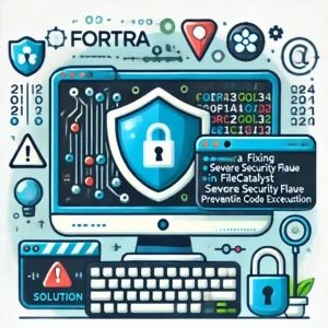 DALLE 2024-08-06 050148 - An illustration of Fortra fixing a severe security flaw in FileCatalyst preventing remote code execution Show a shield and a computer screen with co - innovaTopia