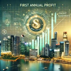 DALLE 2024-09-11 105040 - An image celebrating Sea Limiteds first annual profit achievement in Singapore The visual features a stock market graph rising with Sea Limiteds l - innovaTopia