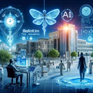 DALLE 2024-09-12 054334 - An illustration of AI tools transforming the healthcare industry showing a futuristic hospital environment where automated AI tools are streamlining - innovaTopia