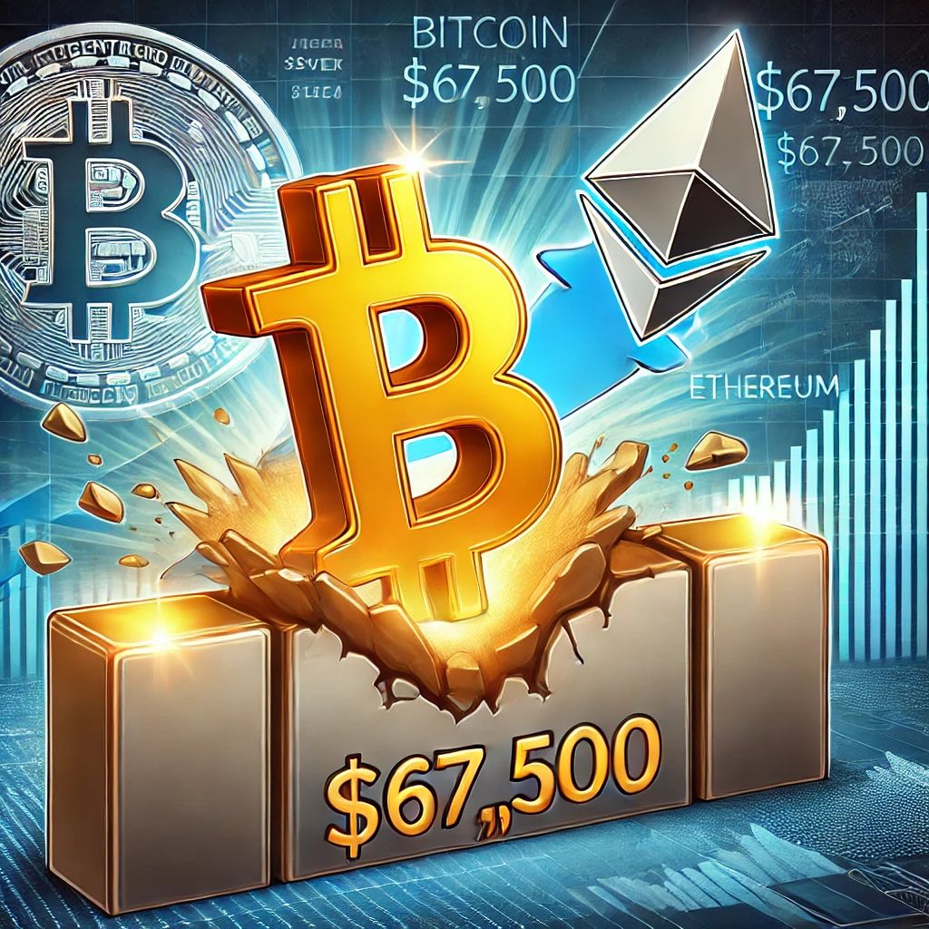 ビットコイン67,500ドル到達、銀市場に迫る：イーサリアムも高騰