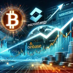 DALLE 2024-09-25 072251 - An illustration of a stock market scene with the logos of MicroStrategy and Coinbase prominently displayed In the background a large bullish graph s - innovaTopia