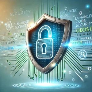 DALLE 2024-09-27 065024 - An image representing enhanced code security featuring a digital shield with code symbols and a padlock The background should have light tones with - innovaTopia
