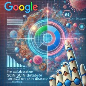 DALLE 2024-10-08 064444 - An illustration representing the collaboration between Google and Stanford for the SCIN dataset on skin disease Show a futuristic detailed skin scan - innovaTopia