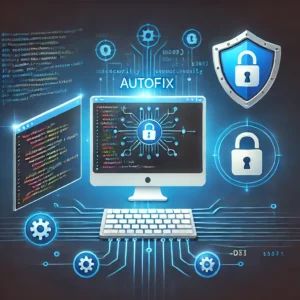 DALLE 2024-10-08 071458 - An illustration representing GitHubs Autofix tool that uses AI to help developers fix security issues Show a digital interface with a coding screen - innovaTopia