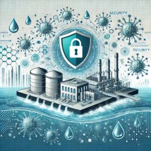 DALLE 2024-10-24 060816 - An illustration representing the protection of the water sector from cyberattacks A water treatment plant is depicted with a digital shield over it - innovaTopia