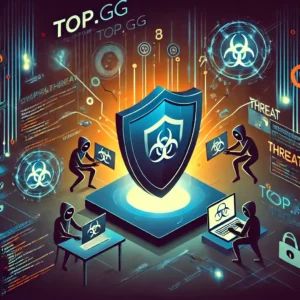 DALLE 2024-10-24 060830 - An illustration representing a cyberattack targeting the Topgg platform with digital threat elements surrounding a stylized developer community The - innovaTopia