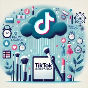 DALLE 2025-01-22 100434 - An illustration representing the theme of TikTok under threat_ Beauty and fashion industry rethinking marketing strategies The image should show a - innovaTopia
