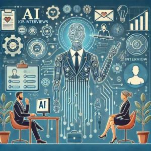 DALLE 2025-01-28 030259 - An illustration portraying the rise of AI in job interviews focusing on candidates interacting with AI systems Include elements of innovation asses - innovaTopia