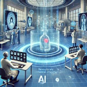 DALLE 2025-01-28 032509 - A cutting-edge illustration showcasing Googles revolutionary medical imaging analysis tool powered by machine learning The image features a futurist - innovaTopia