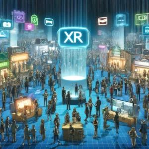 DALLE 2024-04-09 174637 - Illustrate a vibrant and bustling scene representing the XR extended reality industry with over ten companies entering the field Picture a dynamic - innovaTopia