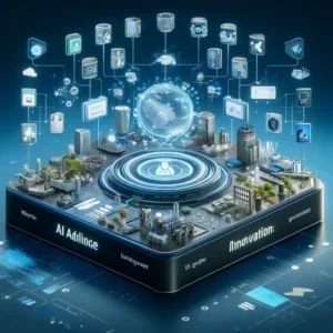 DALLE 2024-04-10 095649 - Imagine a futuristic platform symbolizing IBM watsonxs comprehensive approach to enterprise AI adoption This platform is equipped with multiple AI m - innovaTopia