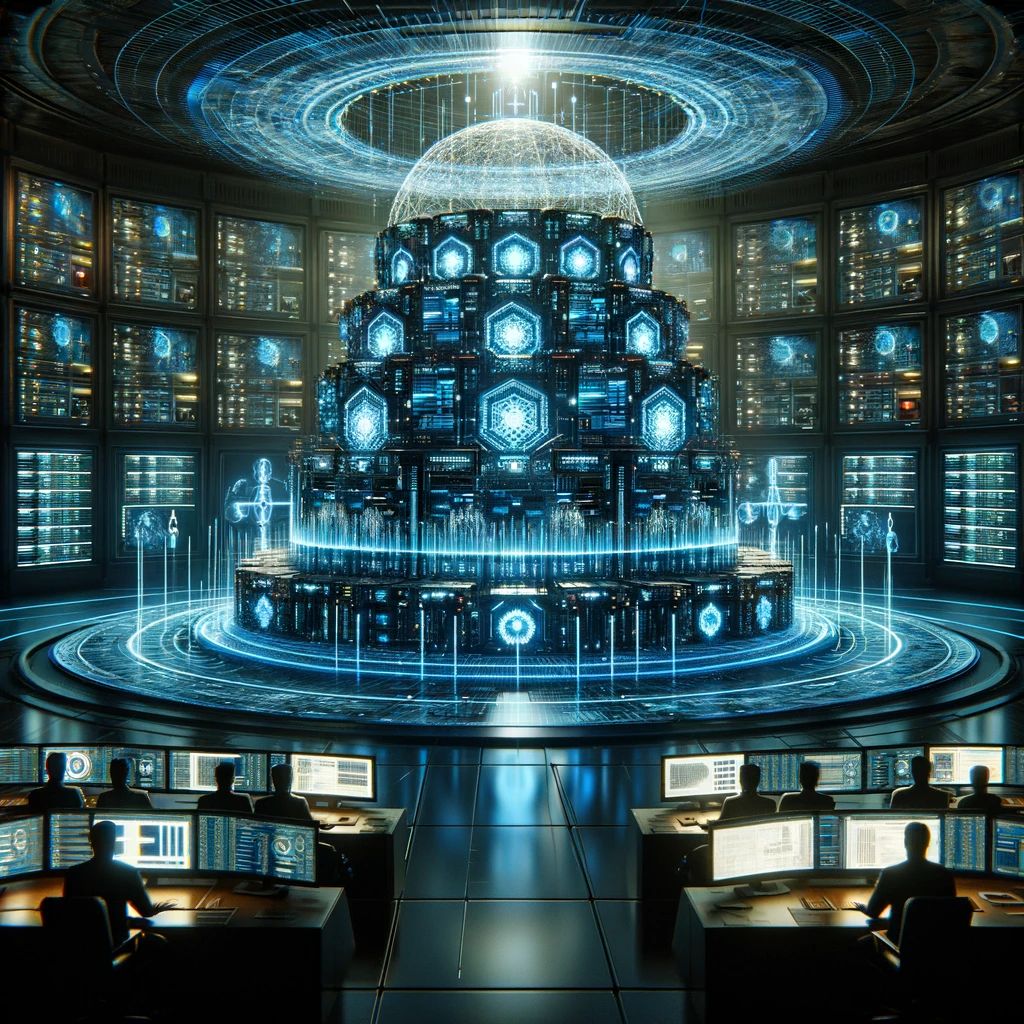 DALLE 2024-04-11 144613 - In a secure state-of-the-art command center an AI designed for cybersecurity is visualized as a formidable digital fortress This AI fortress is dep - innovaTopia