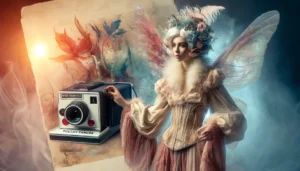 DALLE 2024-04-21 103020 - An eye-catching wide image for an article about Poetry Camera a novel device that generates poetry from photographs The image should depict a poet - innovaTopia