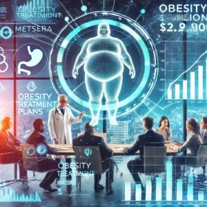 DALLE 2024-06-30 045633 - An energetic and modern scene depicting a startup office with the Metsera logo In the foreground researchers are discussing obesity treatment plans - innovaTopia