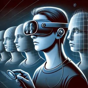 DALLE 2024-07-02 081254 - Illustration of Apple Vision Pros new virtual avatar feature Spatial Personas Show a person wearing the headset with realistic avatars being track - innovaTopia
