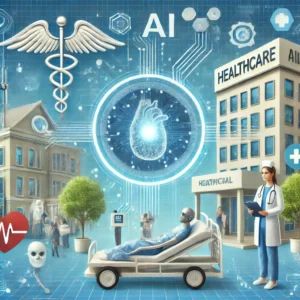 DALLE 2024-07-07 054023 - Illustration of the healthcare industry being transformed by nurse shortages and AI implementation leading to improved patient care with new technolo - innovaTopia