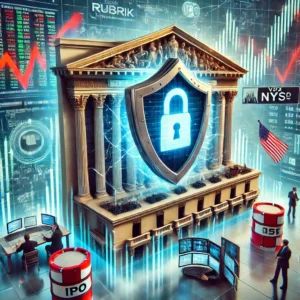 DALLE 2024-07-10 090548 - A dynamic scene depicting Rubrik a data security company preparing for an IPO on the NYSE The background shows stock market elements and security f - innovaTopia