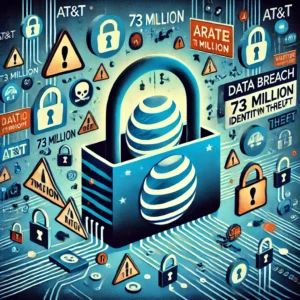 DALLE 2024-07-15 050335 - Illustration of a data breach at ATT putting 73 million people at risk of identity theft The image features the ATT logo with data leaking from it - innovaTopia