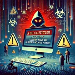DALLE 2024-08-08 091150 - Illustration for an article titled Be cautious A new wave of Raspberry Robin malware attacks A scene showing a computer infected with malware wit - innovaTopia