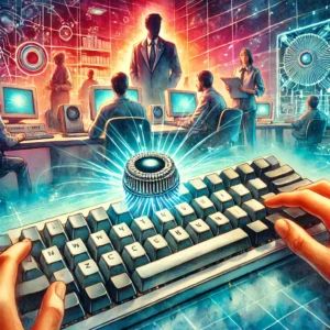 DALLE 2024-09-19 055525 - A vibrant watercolor painting showcasing the next era of mechanical keyboards with magnetic switches In the foreground a sleek mechanical keyboard i - innovaTopia