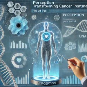 DALLE 2024-09-24 054131 - A medical-themed illustration showcasing the AI tool PERCEPTION transforming cancer treatment It features a futuristic medical interface with data - innovaTopia